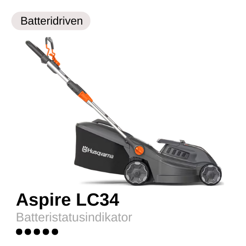 Automower 320 nera Batterigräsklippare Aspire LC34 i grå färg.