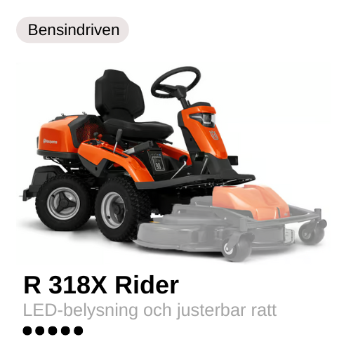 Trädgårdstraktor TS 112 Åkgräsklippare Husqvarna R 318X Rider med frontaggregat.