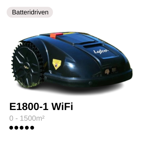E1800-1 robotgräsklippare Robotgräsklippare E1800-1 Lyfco i helt svart färg.