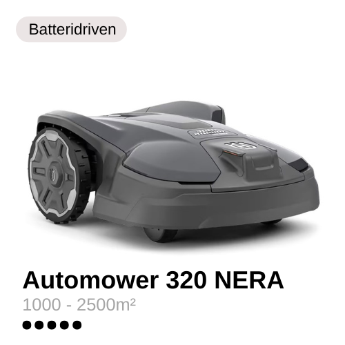 Automower 320 nera En Husqvarna robotgräsklippare Automower 320 Nera i grå färg.