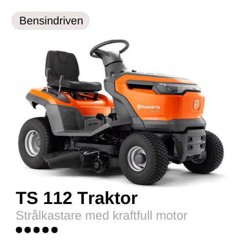 Husqvarna TS 112 Orange åkgräsklippare Husqvarna R112iC RIDER batteri med svarta och grå detaljer. TS 112.